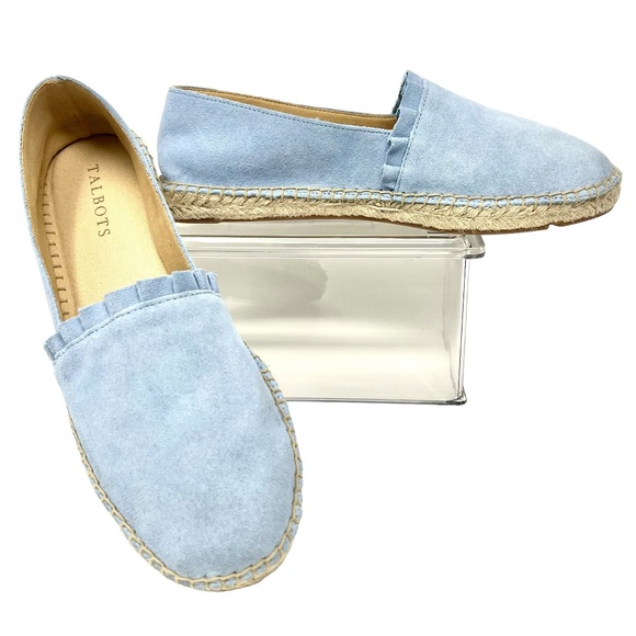 Talbots women's Izzy Light Blue Suede Espadrille Slip On Flats size 8 - Picture 1 of 10